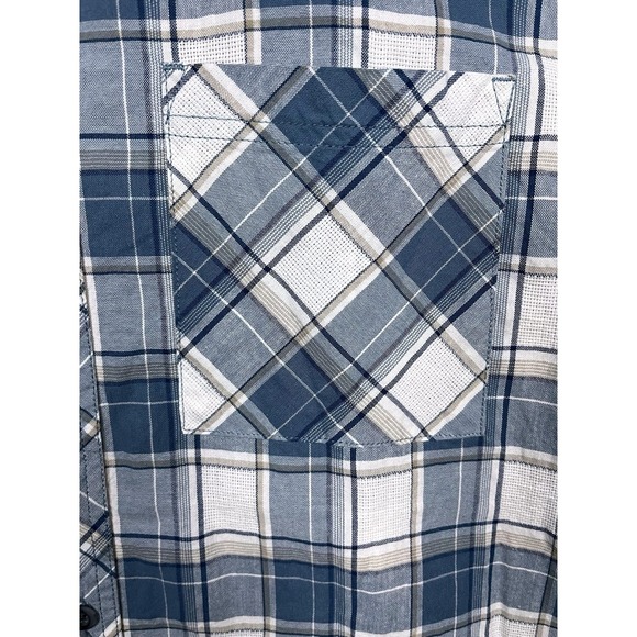 Cabelas All Over Vented Men's Blue Short Sleeve Plaid XL Hiking Fishing Shirt - Picture 2 of 9